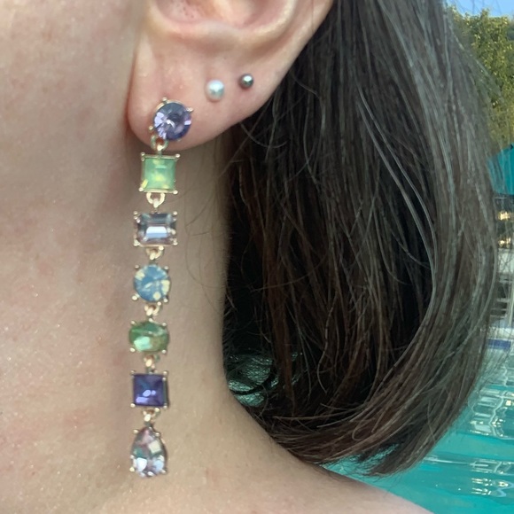 5/$30! MIX & MATCH! ICING Cool Colors in Rose Goldtone LONG DANGLE POST EARRINGS - Picture 2 of 4